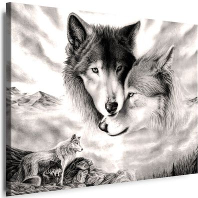 Leinwand Bilder Wölfe Tiere Natur Kunstdruck Wandbilder Xxl Top!!
