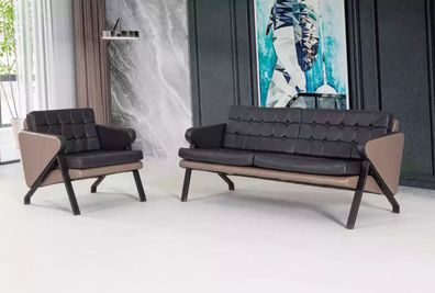 Moderne Sofagarnitur Luxus Zweisitzer Sessel Polster Design Arbeitsmöbel 2 + 1