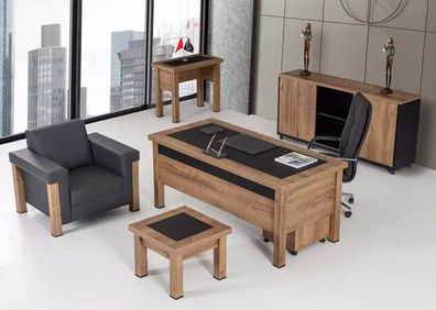 Designer Büro Arbeit Zimmer Set Schreibtisch Schrank Komplett Set Möbel 4 tlg