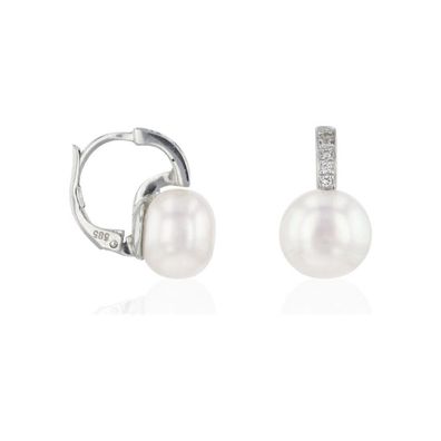 Luna-Pearls Ohrringe 585 WG Brillant H SI 0,10 ct. Süßwasser-Zuchtperle - HS1124