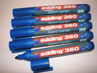5 Stück Edding 360 board-marker blau 1,5-3mm Boardmarker Stifte f. Whiteboard