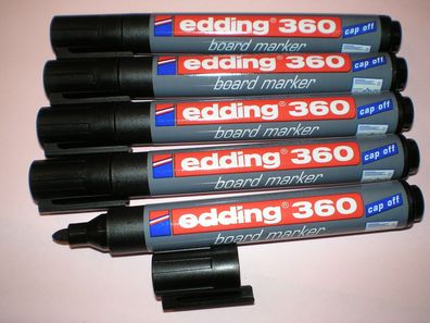 5 Stück Edding 360 board-marker schwarz 1,5-3mm Boardmarker Stifte f. Whiteboard