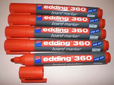 5 Stück Edding 360 board-marker rot 1,5-3mm Boardmarker Stifte f. Whiteboard