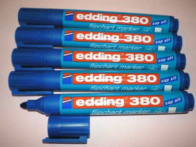 5 Stück Edding 380 flipchart-marker blau 1,5-3mm Flipchartmarker Stifte