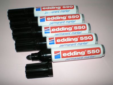5 Stück Edding 550 Permanent-Marker schwarz Rundspitze 3-4mm Filzstift