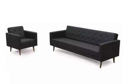 Komplette Sofagarnitur Sessel Dreisitzer Stil Möbel Arbeitszimmer 3 + 1