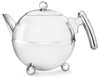 Teekanne 0.75 Liter Edelstahl Chrom-Glanz doppelwandige Isolier-Edelstahlkanne