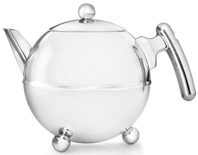 Teekanne 1.2 Liter Edelstahl Chrom-Glanz doppelwandige Isolier-Edelstahlkanne