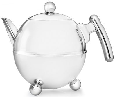 Teekanne 1.5 Liter Edelstahl Chrom-Glanz doppelwandige Isolier-Edelstahlkanne