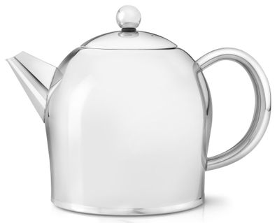 Teekanne 1000 ml Edelstahl doppelwandig Kanne Teekessel klein Teebereiter Glanz