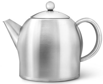 Teekanne 1400 ml Edelstahl doppelwandig matte Kanne Teekessel groß Teebereiter