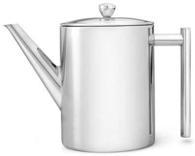 Teekanne 1.2 Liter Edelstahl Glanz doppelwandig Zylinder DesignTeekessel Kanne