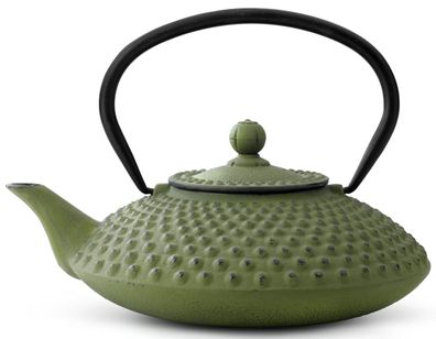 Guss-Teekanne 1.25 Liter Asia Kanne grün Gusseisen emailliert Teekessel Tee-Sieb