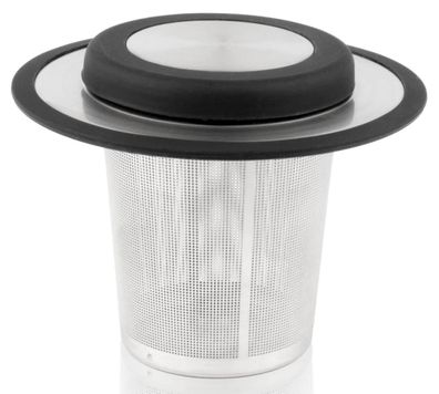 Edelstahl Dauer-Teefilter Ø 10 cm Permanent-Filter mit Ablage und Silikon-Ring