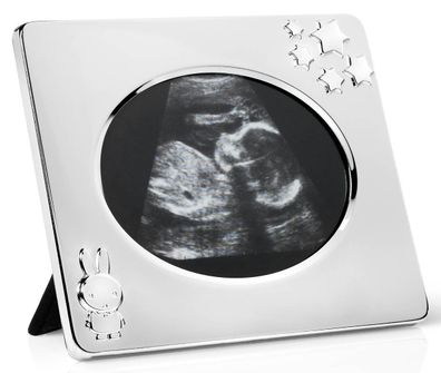 Baby Fotorahmen Fotomaß 6 x 9 cm versilbert für 1 Ultraschall-Bild Bilderrahmen