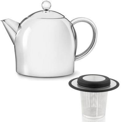 Teekanne 0.5 Liter Edelstahl Glanz doppelwandig Teebereiter Kanne & Filter-Sieb