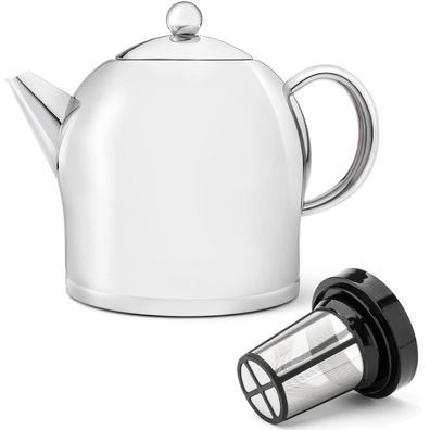 Teekanne 2.0 Liter Edelstahl Glanz doppelwandig Teebereiter Kanne & Filter-Sieb