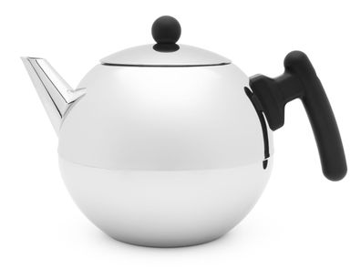 Teekanne 1.2 Liter Edelstahl Glanz doppelwandig Kugel-Kanne Teebereiter silber