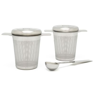 Dauer-Teefilter Edelstahl 3-teilig Permanentfilter Set für Teegläser & Maßlöffel