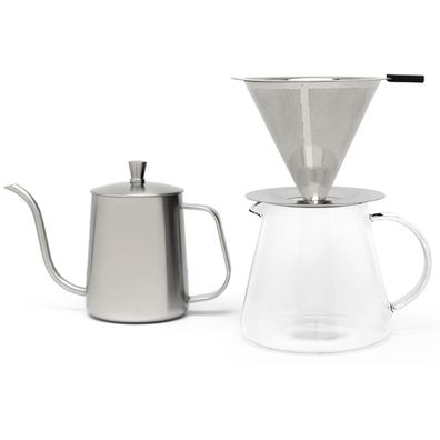 Slow Coffee Maker Set 0.5 Liter 3-teilig Kaffeebereiter & Wasserkessel & Filter