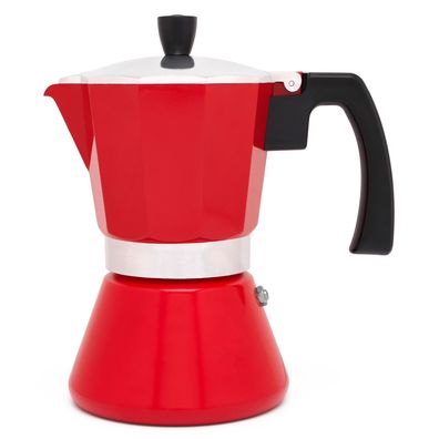 Espressokocher Induktion rot 0.3 Liter für 6 Tassen Kaffeebereiter Coffee Maker