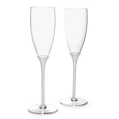 Sektgläser 2-teilig Champagnergläser versilberte Prosecco-Perlwein Gläser Set