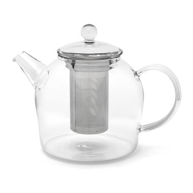 Glas Teekanne 0.5 Liter Glaskanne einwandige Kanne mit Edelstahl Teefilter-Sieb