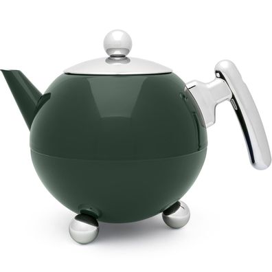 Edelstahl Teekanne 1.2 Liter grüne Kanne doppelwandige Edelstahlkanne Teebreiter