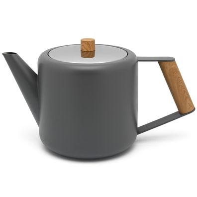 Teekanne 1.1 Liter doppelwandig dunkel-grau Kanne Teebereiter Edelstahlteekanne
