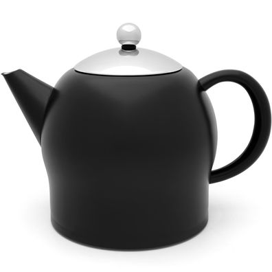 Edelstahl Teekanne 1.4 L doppelwandig schwarze Kanne Edelstahlkanne Teebereiter