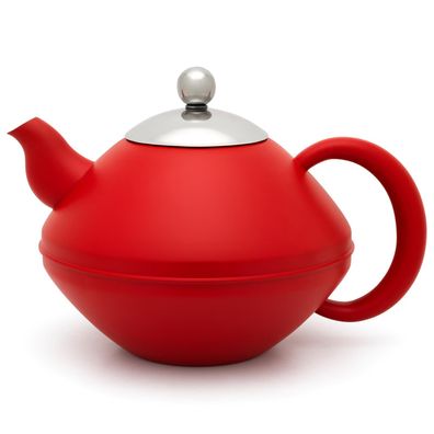 Edelstahl Kanne Teekanne 1.4 Liter rot doppelwandiger Teebereiter Edelstahlkanne