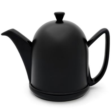 Teekanne 1.0 Liter Steingut keramisch schwarz Keramik-Kanne Edelstahl Teefilter