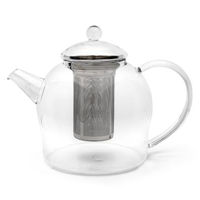 Glas Teekanne 1.5 Liter einwandig Glaskanne Teebereiter Kanne & Edelstahlteesieb