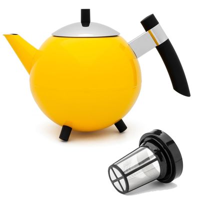 Teekanne 1.2 Liter Edelstahl gelbe Edelstahlkanne Teebereiter & Teefilter Sieb