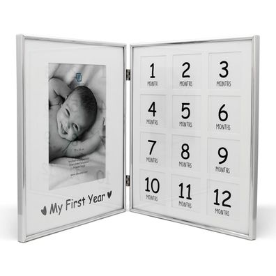 Doppel-Fotorahmen Baby 1 Foto 13 x 18 cm 12 Monats-Bilderrahmen für kleine Fotos