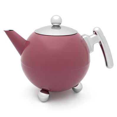 Teekanne 1.2 Liter Edelstahl doppelwandig rosa matte Edelstahlkanne Teebereiter