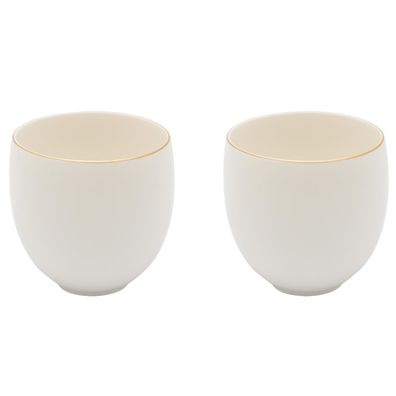 Tee-Tassen Set Porzellan weiß 2-teilig Tee-Becher 8x8 cm mit Goldrand je 280 ml