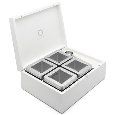 Holz Teebox 24 x 18 cm weiß 6-tlg. Teekiste Teebeutel-Box & 4 Dosen & Messlöffel
