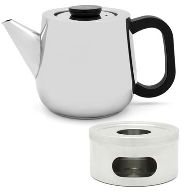 Teekanne Edelstahl mit Sieb 1.0 Liter Teebereiter einwandig Teekocher Stövchen