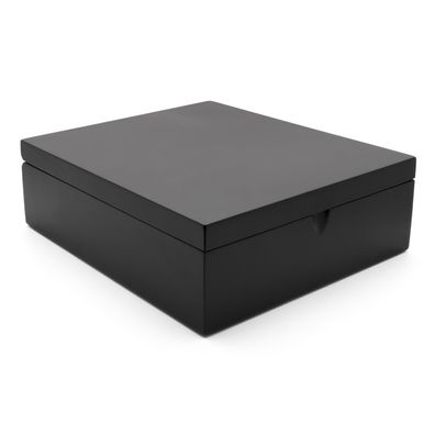 Teebeutel Box Holz 24 x 27 cm Teebox schwarz eckig Tee-Kiste bewegliche Fächer