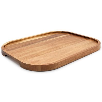 Serviertablett 40x30 cm Holz braun Tablett Küchentablett Dekotablett mit Griffe