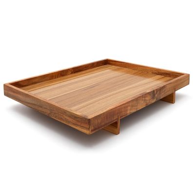 Serviertablett 40 x 30 cm Holz Stand-Tablett Küchentablett Dekotablett stehend