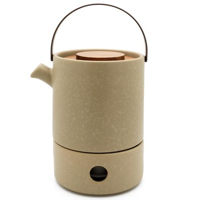 Teekannen Set 1.2 L beige Keramik 2-tlg Steingut-Kanne Teewärmer & Teefiltersieb