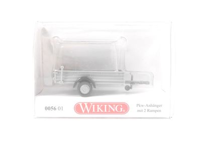 Wiking H0 0056 01 Modellauto PKW-Anhänger mit 2 Rampen 1:87