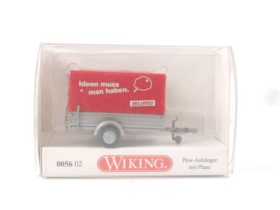 Wiking H0 0056 02 Modellauto PKW-Anhänger mit Plane "Hellweg" 1:87