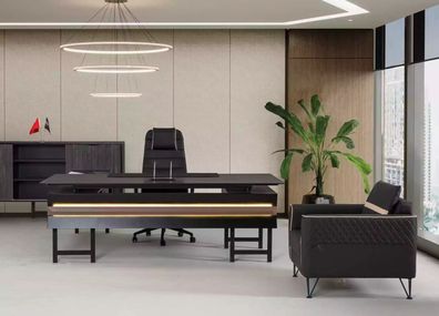 Holz Eckschreibtisch Modern Arbeitzimmer Designer Büro Office Möbel Neu