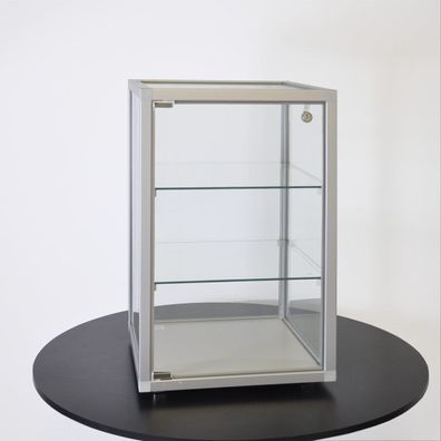 Glas Vitrine CT Alu Schmuckvitrine abschließbar 40 cm quadratische Profile