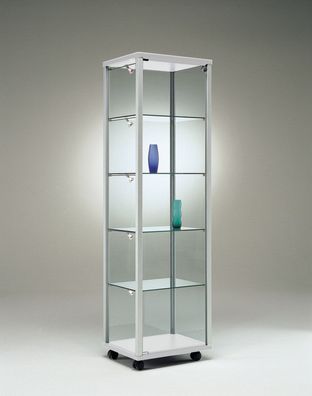 Glasvitrine QV Vitrine Glas Alu Ausstellung Messe abschließbar 50 cm Rollen
