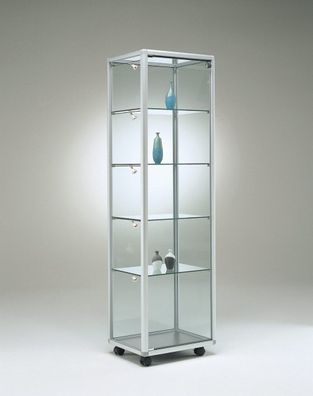 Glasvitrine BV Vitrine Glas Alu Ausstellung Messe abschließbar 50 cm Rollen