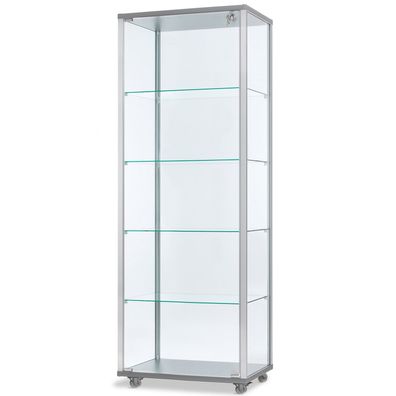 schmale verschließbare beleuchtete Glasvitrine 60 x 40 cm stehend auf Füßen